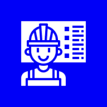Construction worker icon with checklist background.