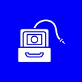 Icon of camera with USB cable.