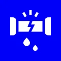 Broken pipe with water droplets icon.